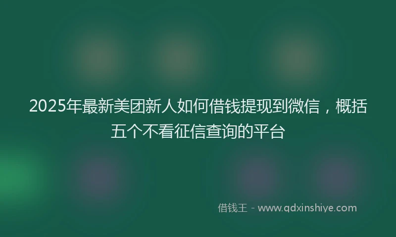 2025年最新美团新人如何借钱提现到微信，概括五个不看征信查询的平台