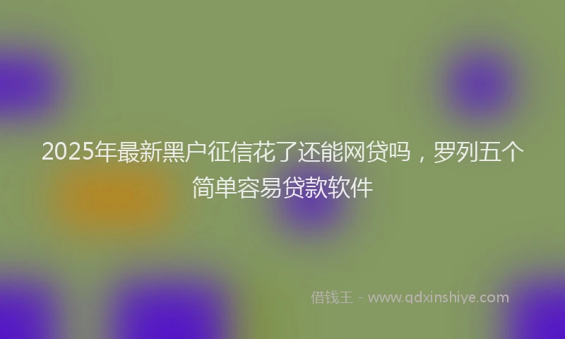 2025年最新黑户征信花了还能网贷吗，罗列五个简单容易贷款软件