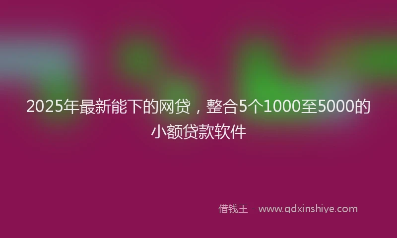 2025年最新能下的网贷，整合5个1000至5000的小额贷款软件