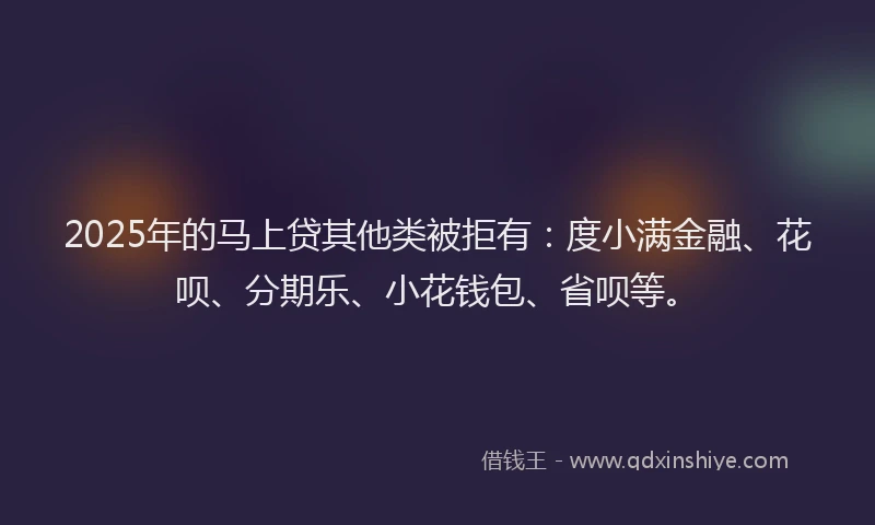 2025年的马上贷其他类被拒有：度小满金融、花呗、分期乐、小花钱包、省呗等。