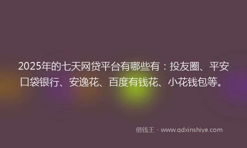 2025年的七天网贷平台有哪些有：投友圈、平安口袋银行、安逸花、百度有钱花、小花钱包等。