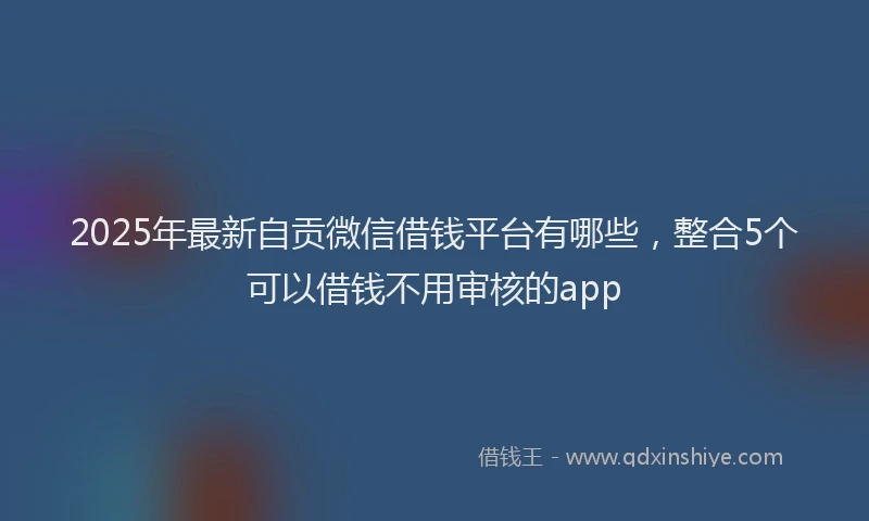 2025年最新自贡微信借钱平台有哪些，整合5个可以借钱不用审核的app