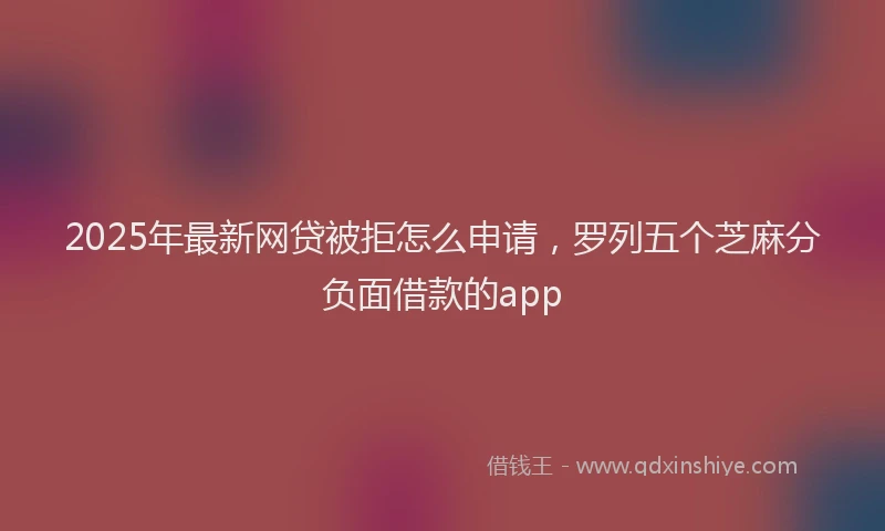 2025年最新网贷被拒怎么申请，罗列五个芝麻分负面借款的app