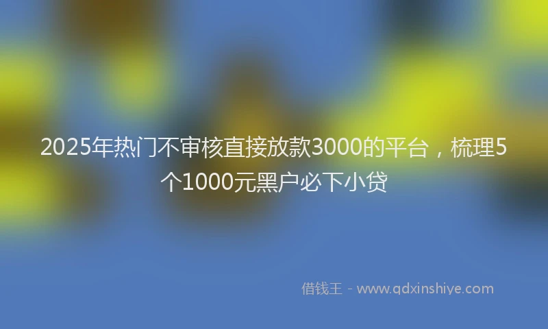 2025年热门不审核直接放款3000的平台，梳理5个1000元黑户必下小贷
