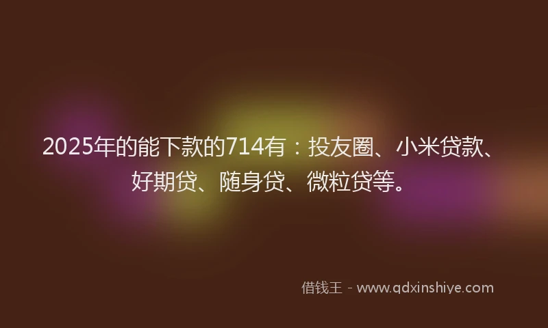 2025年的能下款的714有：投友圈、小米贷款、好期贷、随身贷、微粒贷等。
