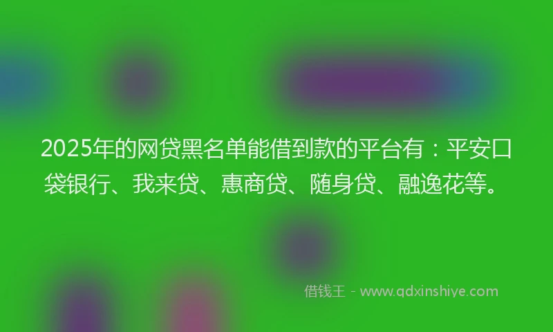 2025年的网贷黑名单能借到款的平台有：平安口袋银行、我来贷、惠商贷、随身贷、融逸花等。