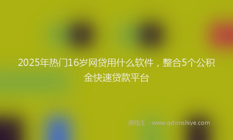 2025年热门16岁网贷用什么软件，整合5个公积金快速贷款平台