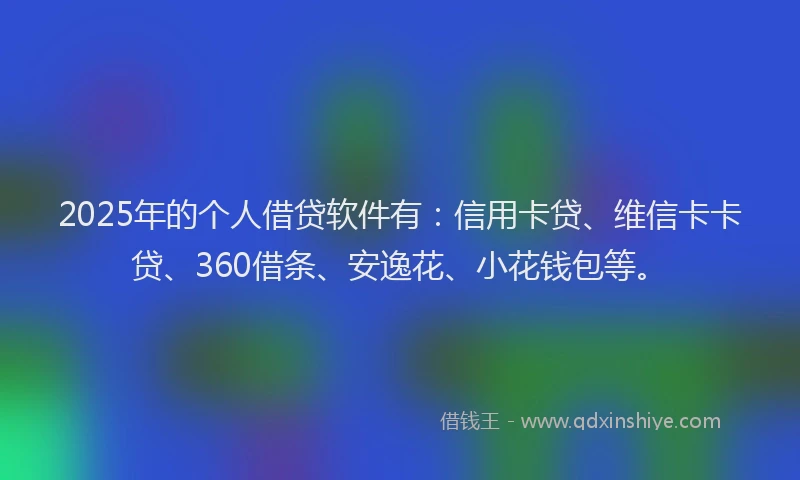 2025年的个人借贷软件有：信用卡贷、维信卡卡贷、360借条、安逸花、小花钱包等。