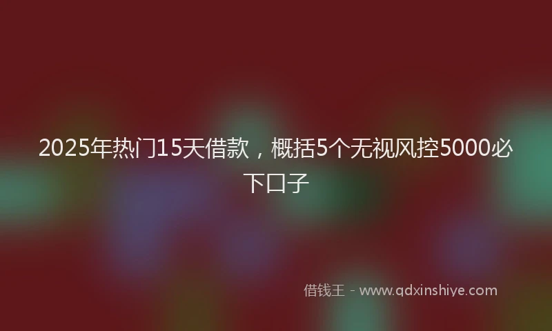 2025年热门15天借款，概括5个无视风控5000必下口子