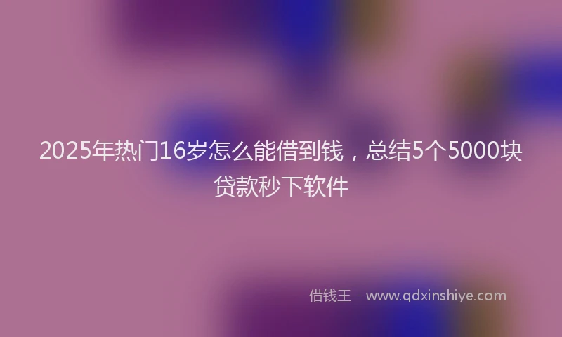 2025年热门16岁怎么能借到钱，总结5个5000块贷款秒下软件