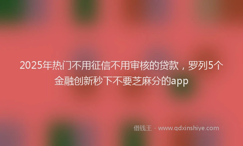2025年热门不用征信不用审核的贷款，罗列5个金融创新秒下不要芝麻分的app