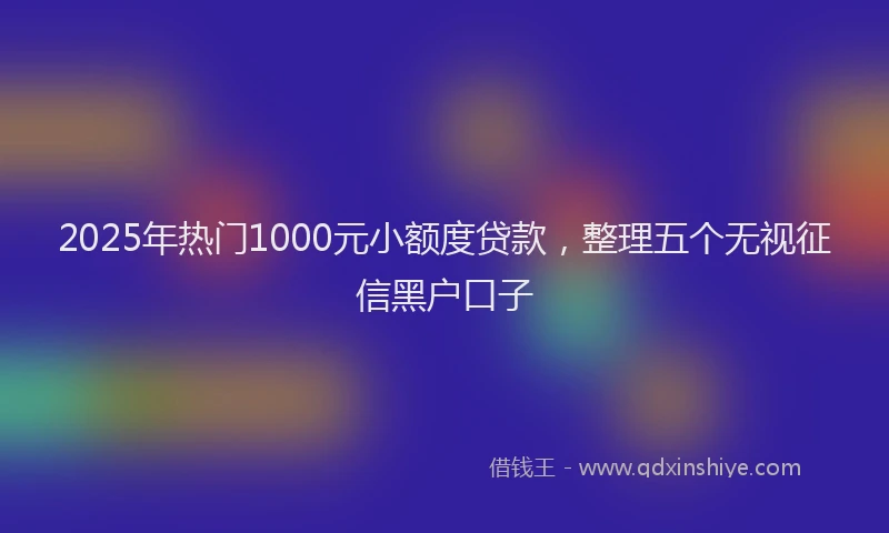 2025年热门1000元小额度贷款，整理五个无视征信黑户口子