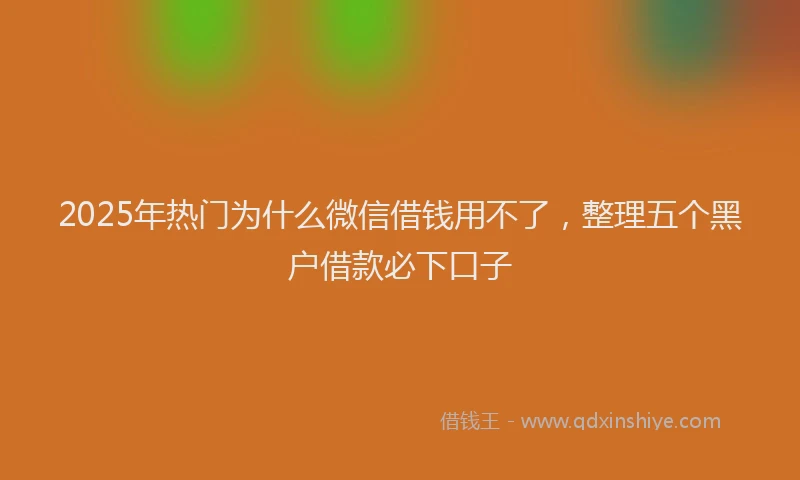 2025年热门为什么微信借钱用不了，整理五个黑户借款必下口子
