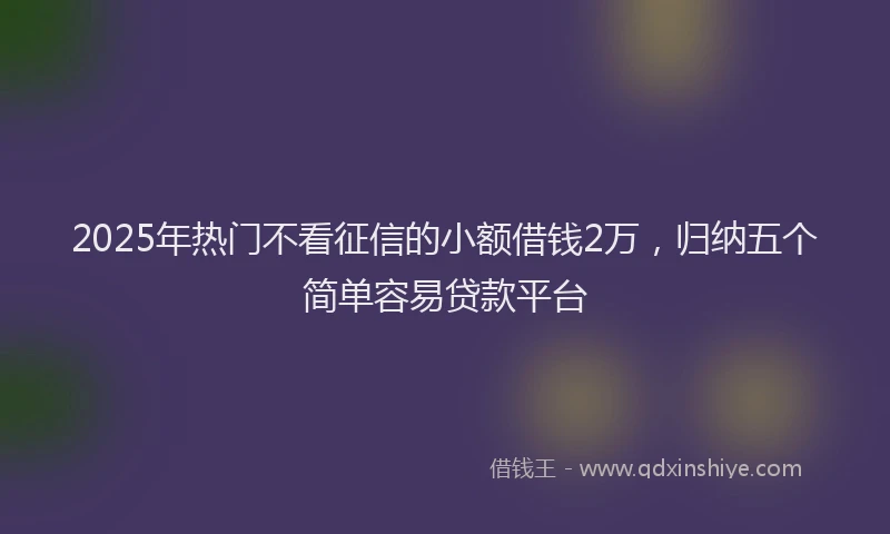2025年热门不看征信的小额借钱2万，归纳五个简单容易贷款平台