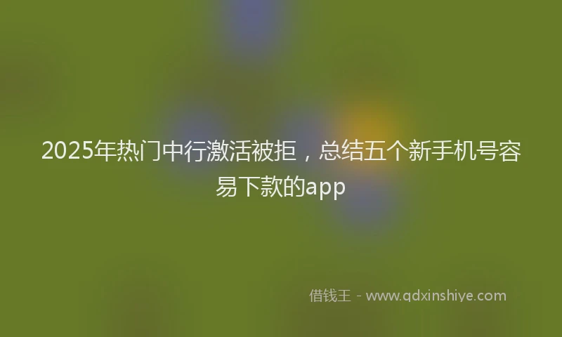 2025年热门中行激活被拒，总结五个新手机号容易下款的app
