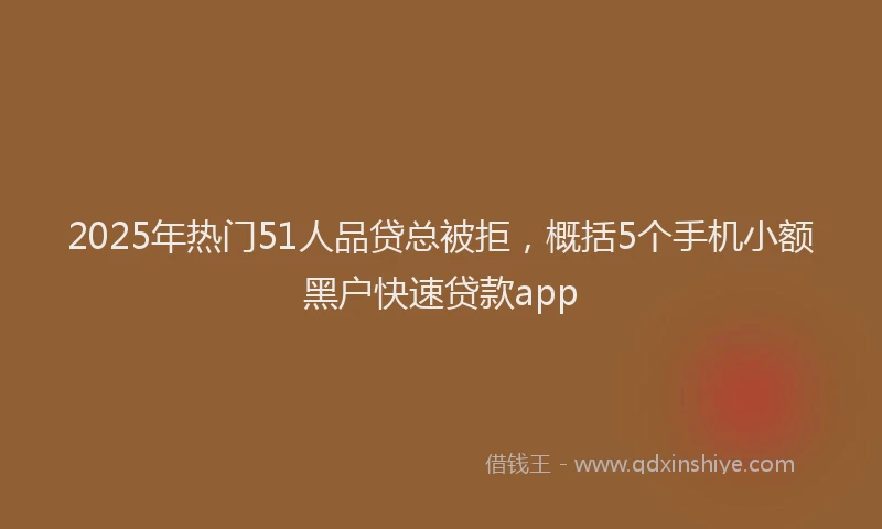 2025年热门51人品贷总被拒，概括5个手机小额黑户快速贷款app