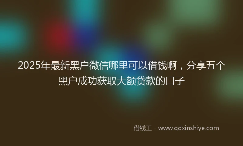 2025年最新黑户微信哪里可以借钱啊，分享五个黑户成功获取大额贷款的口子