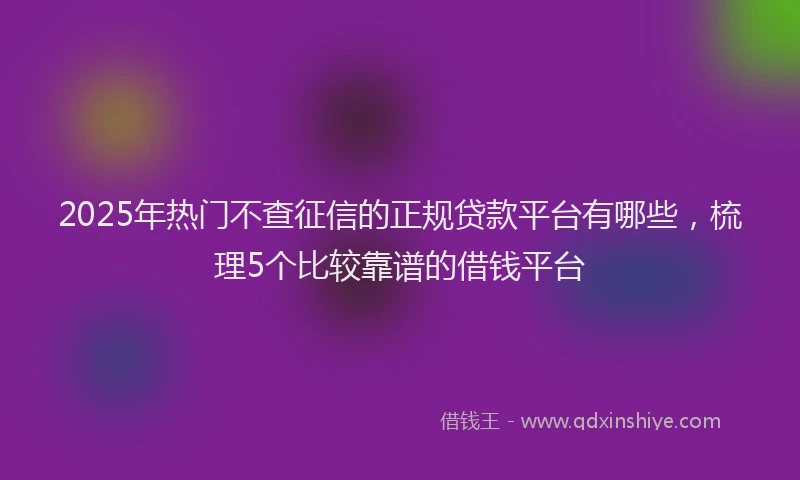 2025年热门不查征信的正规贷款平台有哪些，梳理5个比较靠谱的借钱平台