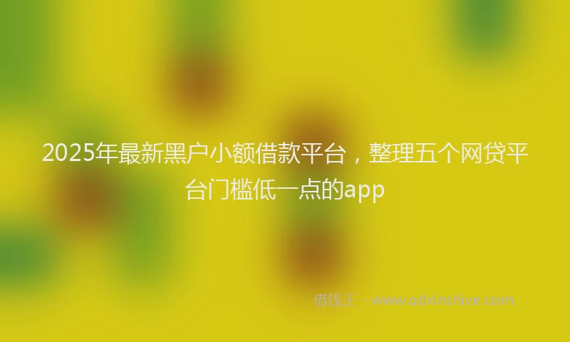 2025年最新黑户小额借款平台，整理五个网贷平台门槛低一点的app