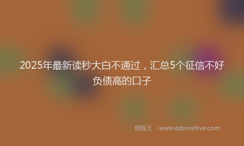 2025年最新读秒大白不通过，汇总5个征信不好负债高的口子