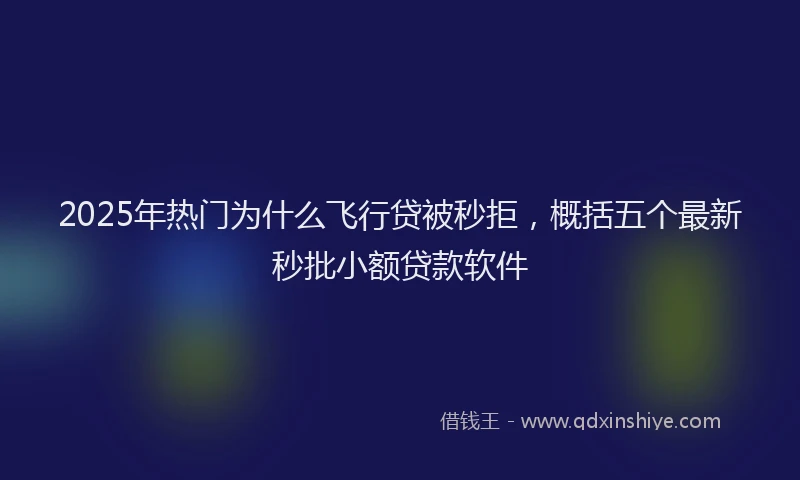2025年热门为什么飞行贷被秒拒，概括五个最新秒批小额贷款软件