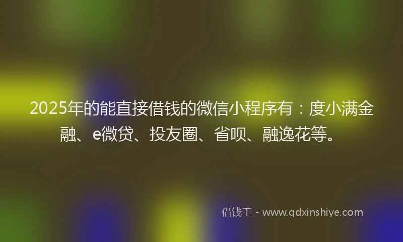 2025年的能直接借钱的微信小程序有：度小满金融、e微贷、投友圈、省呗、融逸花等。