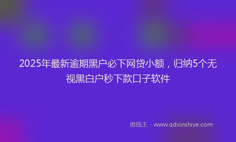 2025年最新逾期黑户必下网贷小额，归纳5个无视黑白户秒下款口子软件