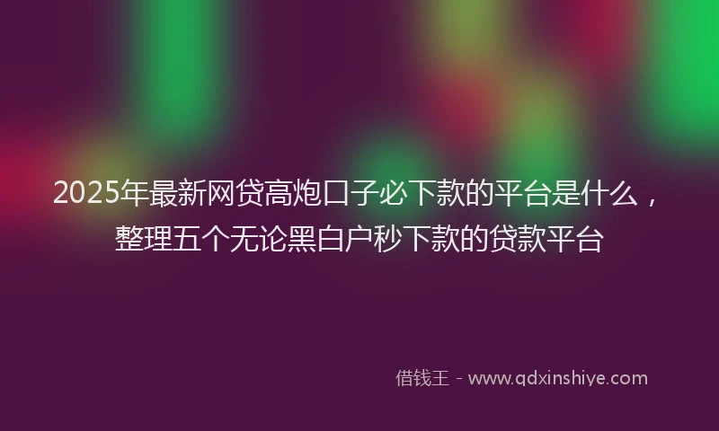 2025年最新网贷高炮口子必下款的平台是什么，整理五个无论黑白户秒下款的贷款平台