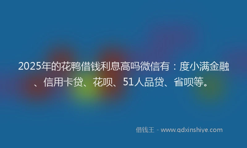 2025年的花鸭借钱利息高吗微信有：度小满金融、信用卡贷、花呗、51人品贷、省呗等。
