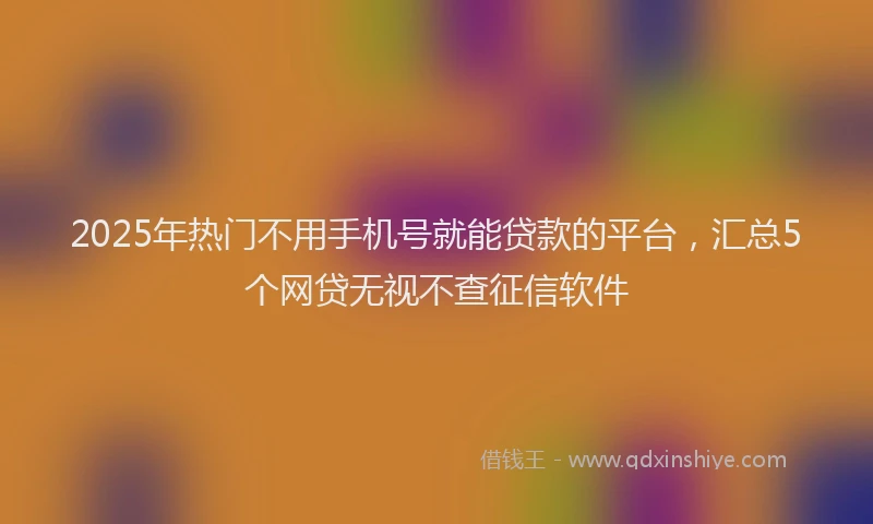 2025年热门不用手机号就能贷款的平台，汇总5个网贷无视不查征信软件