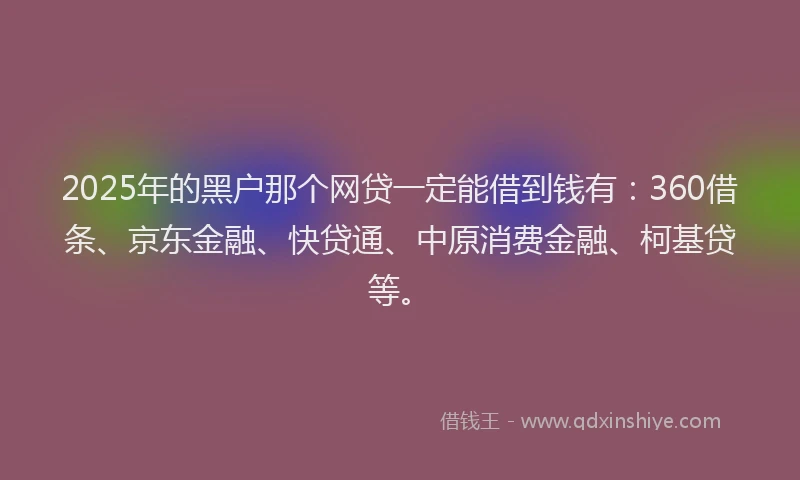 2025年的黑户那个网贷一定能借到钱有：360借条、京东金融、快贷通、中原消费金融、柯基贷等。