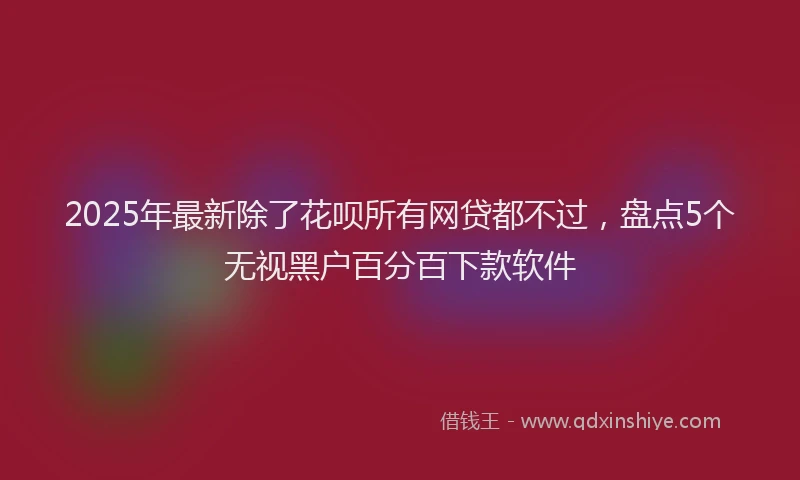 2025年最新除了花呗所有网贷都不过，盘点5个无视黑户百分百下款软件