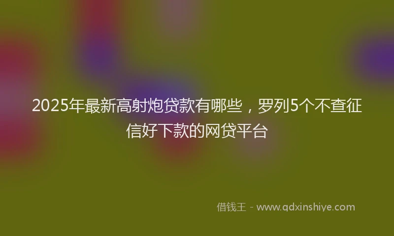 2025年最新高射炮贷款有哪些，罗列5个不查征信好下款的网贷平台