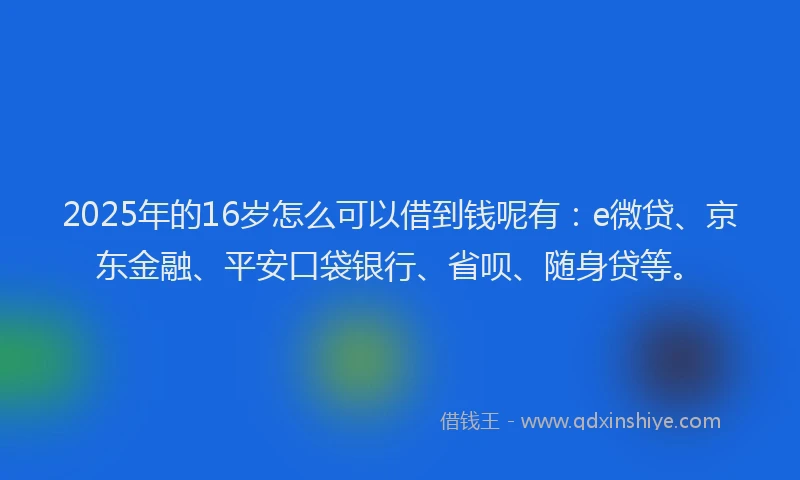 2025年的16岁怎么可以借到钱呢有：e微贷、京东金融、平安口袋银行、省呗、随身贷等。