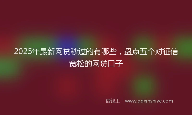 2025年最新网贷秒过的有哪些，盘点五个对征信宽松的网贷口子