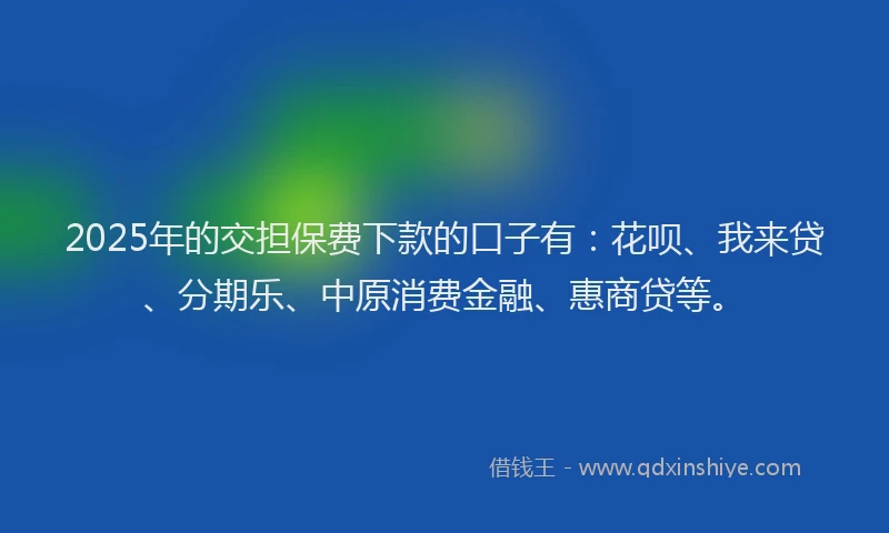 2025年的交担保费下款的口子有：花呗、我来贷、分期乐、中原消费金融、惠商贷等。