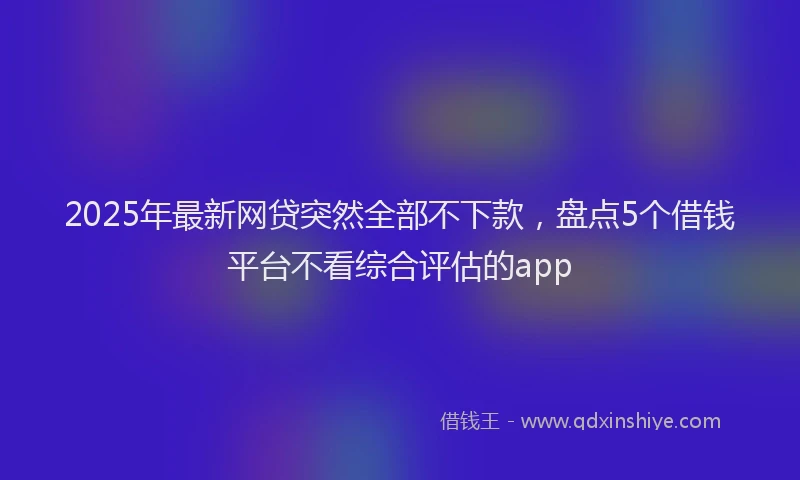 2025年最新网贷突然全部不下款,盘点5个借钱平台不看综合评估的app