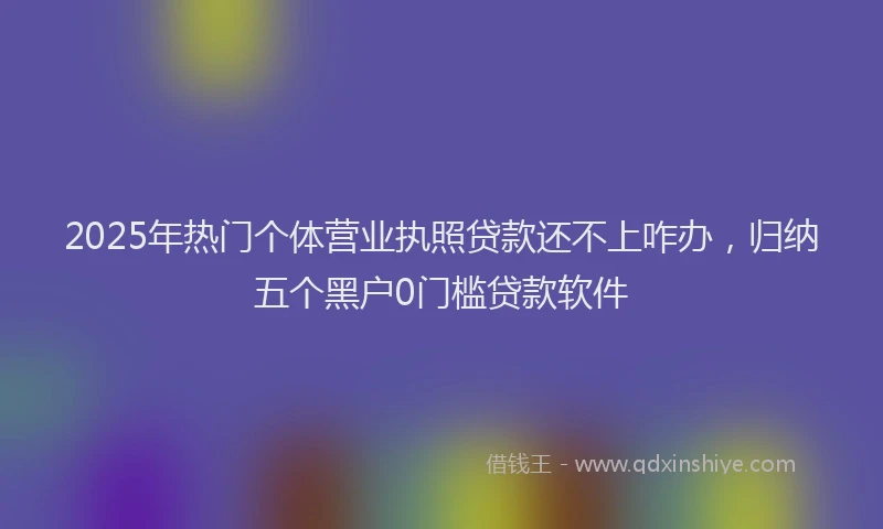 2025年热门个体营业执照贷款还不上咋办，归纳五个黑户0门槛贷款软件