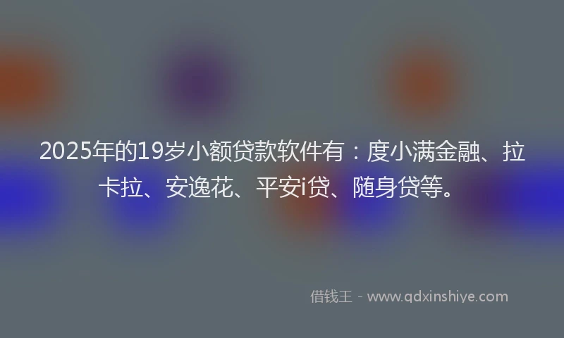 2025年的19岁小额贷款软件有：度小满金融、拉卡拉、安逸花、平安i贷、随身贷等。