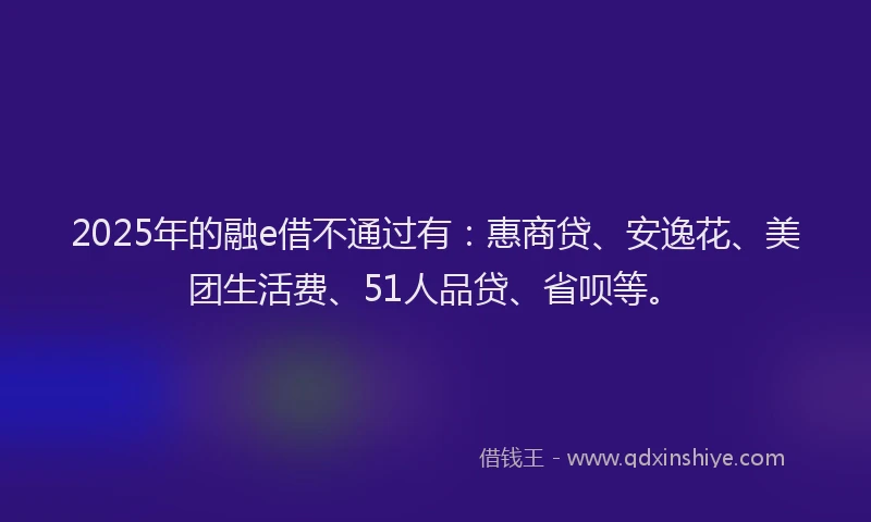 2025年的融e借不通过有：惠商贷、安逸花、美团生活费、51人品贷、省呗等。