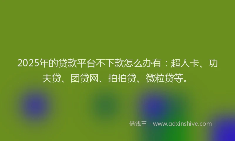 2025年的贷款平台不下款怎么办有：超人卡、功夫贷、团贷网、拍拍贷、微粒贷等。