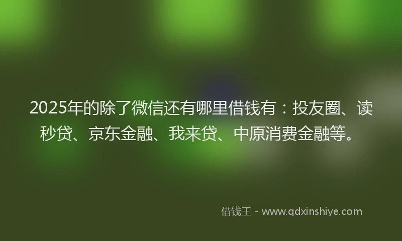 2025年的除了微信还有哪里借钱有：投友圈、读秒贷、京东金融、我来贷、中原消费金融等。