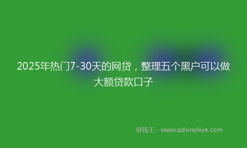 2025年热门7-30天的网贷，整理五个黑户可以做大额贷款口子