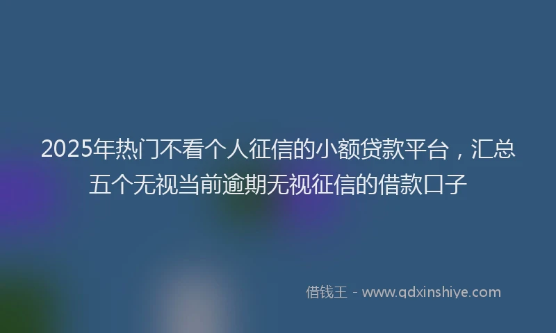 2025年热门不看个人征信的小额贷款平台，汇总五个无视当前逾期无视征信的借款口子