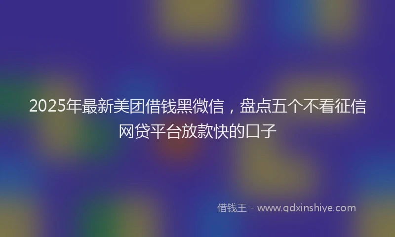 2025年最新美团借钱黑微信，盘点五个不看征信网贷平台放款快的口子