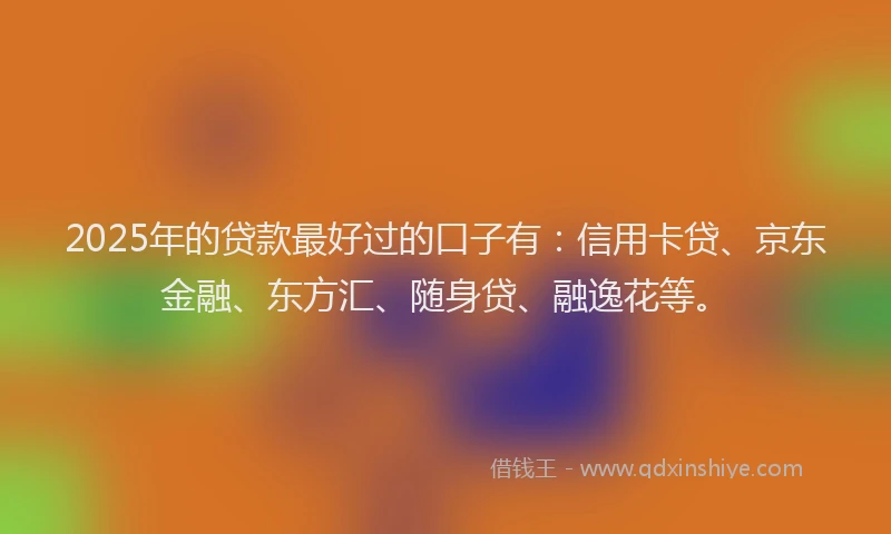 2025年的贷款最好过的口子有：信用卡贷、京东金融、东方汇、随身贷、融逸花等。