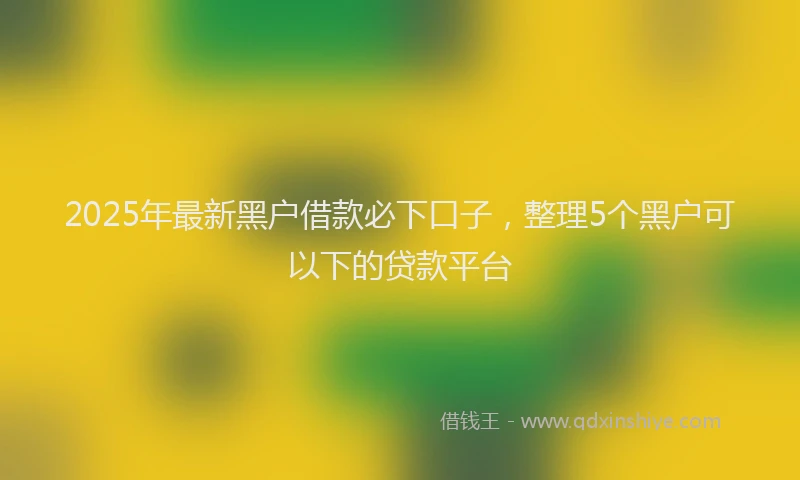 2025年最新黑户借款必下口子，整理5个黑户可以下的贷款平台