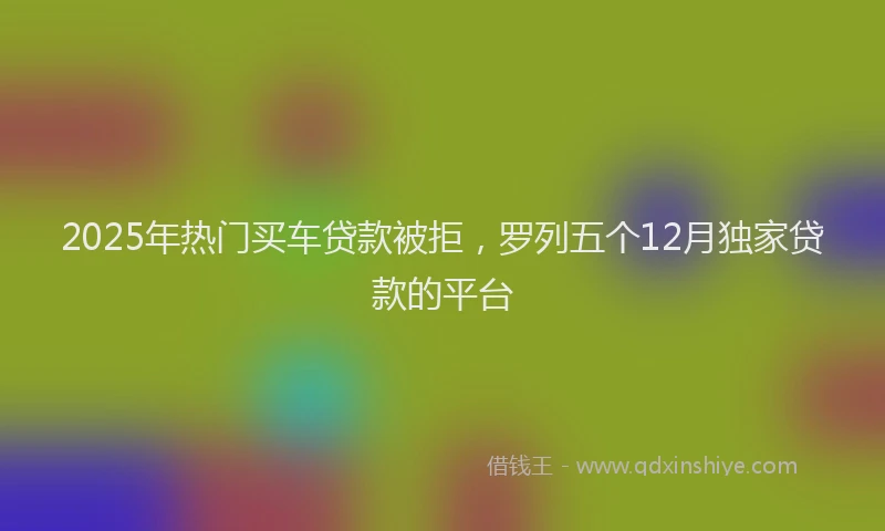 2025年热门买车贷款被拒，罗列五个12月独家贷款的平台