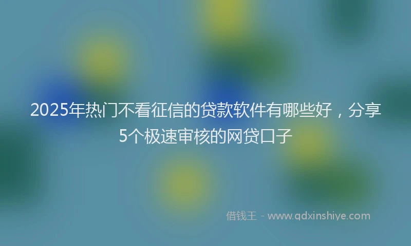 2025年热门不看征信的贷款软件有哪些好，分享5个极速审核的网贷口子