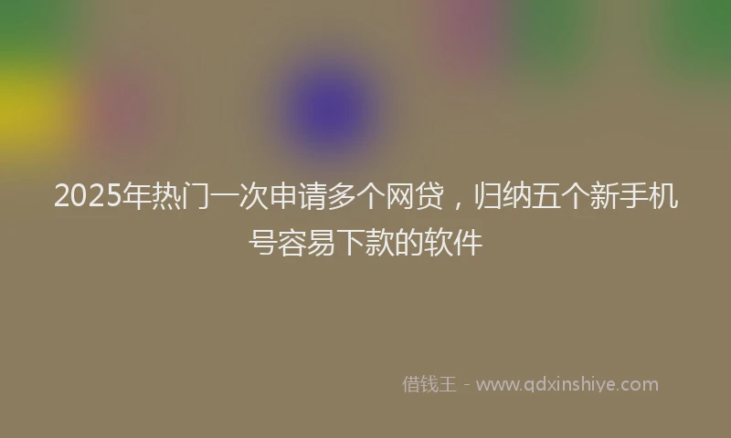 2025年热门一次申请多个网贷，归纳五个新手机号容易下款的软件